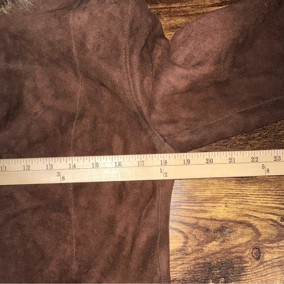 Artico Jacket Womens 8 Brown Original Shearling Leather Suede Long Trench Coat - Picture 3 of 13